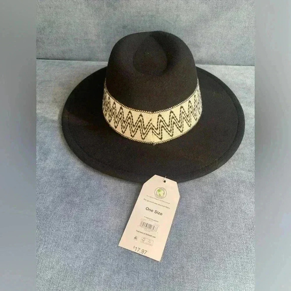 Woman’s Time & True Black Velvet Pendleton Fall Fedora Hat New One Size - Picture 4 of 5